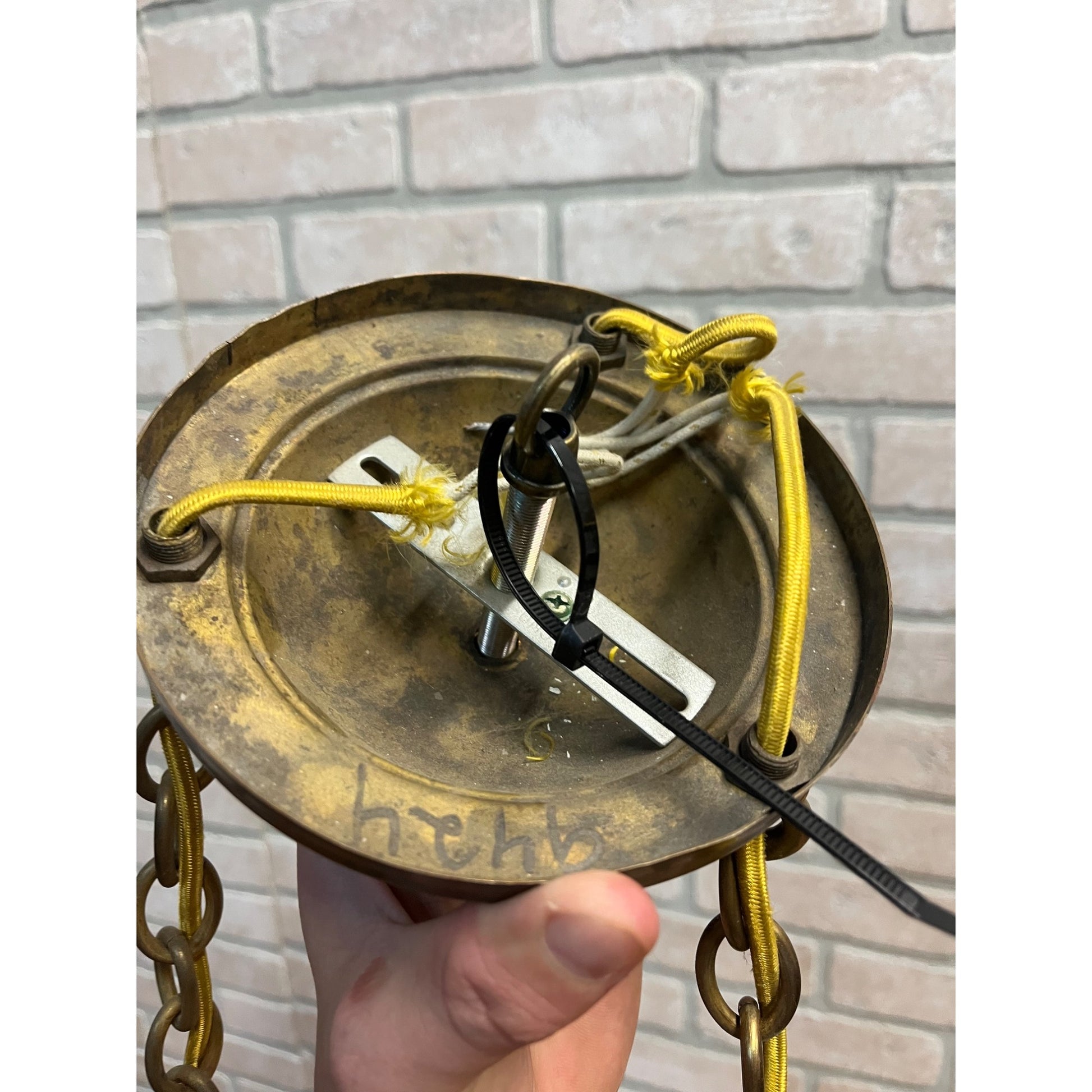 Vintage 1940s Frosted Tulip Glass Shade Hanging Ceiling Light Fixture Chandelier