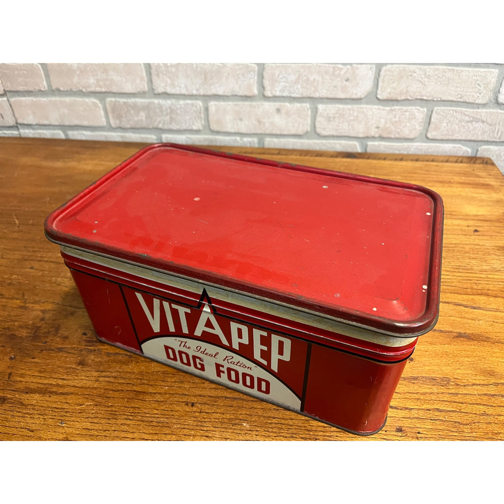 RARE Vintage 1940s Vitapep Dog Food Advertising Tin Container Hinged Scotties