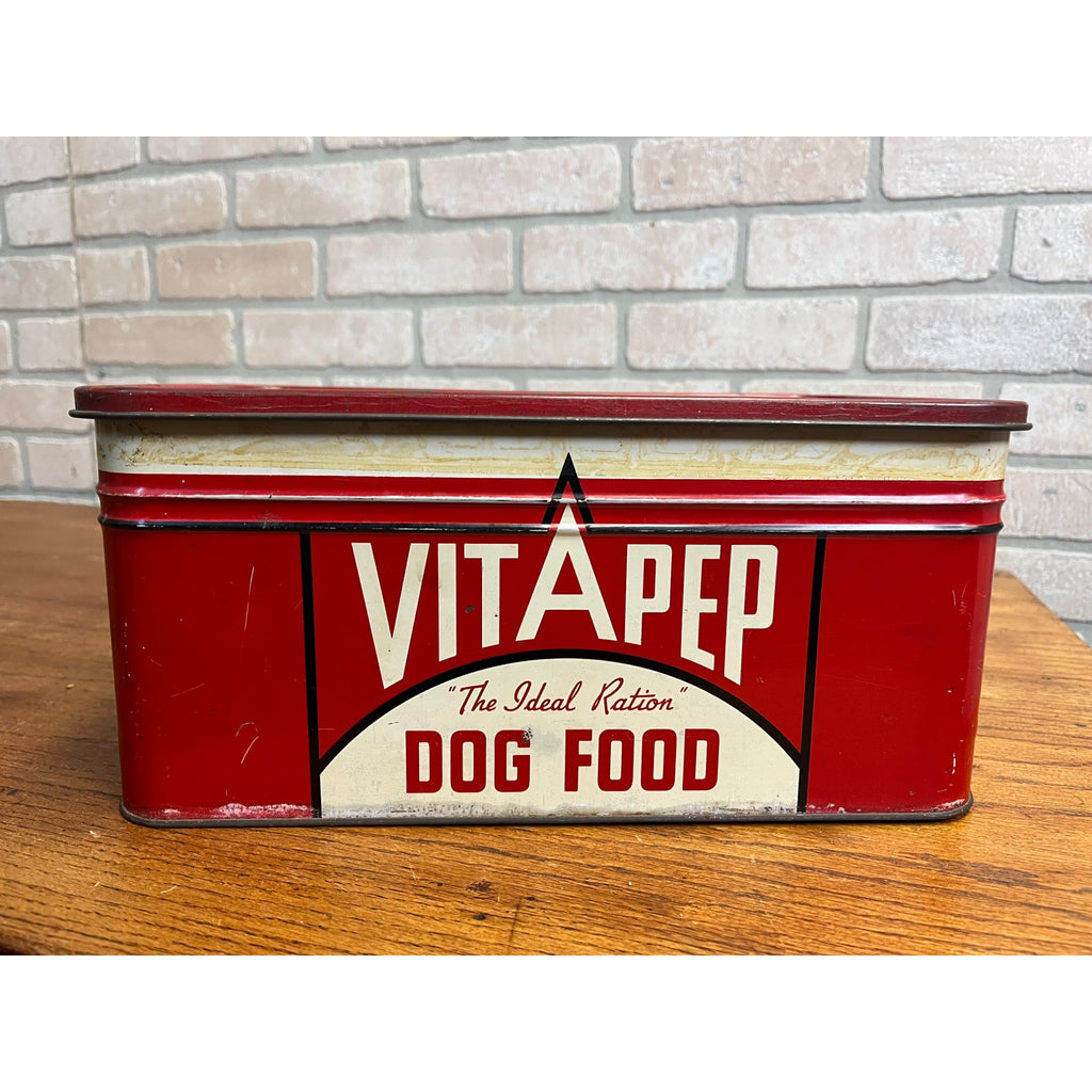 RARE Vintage 1940s Vitapep Dog Food Advertising Tin Container Hinged Scotties