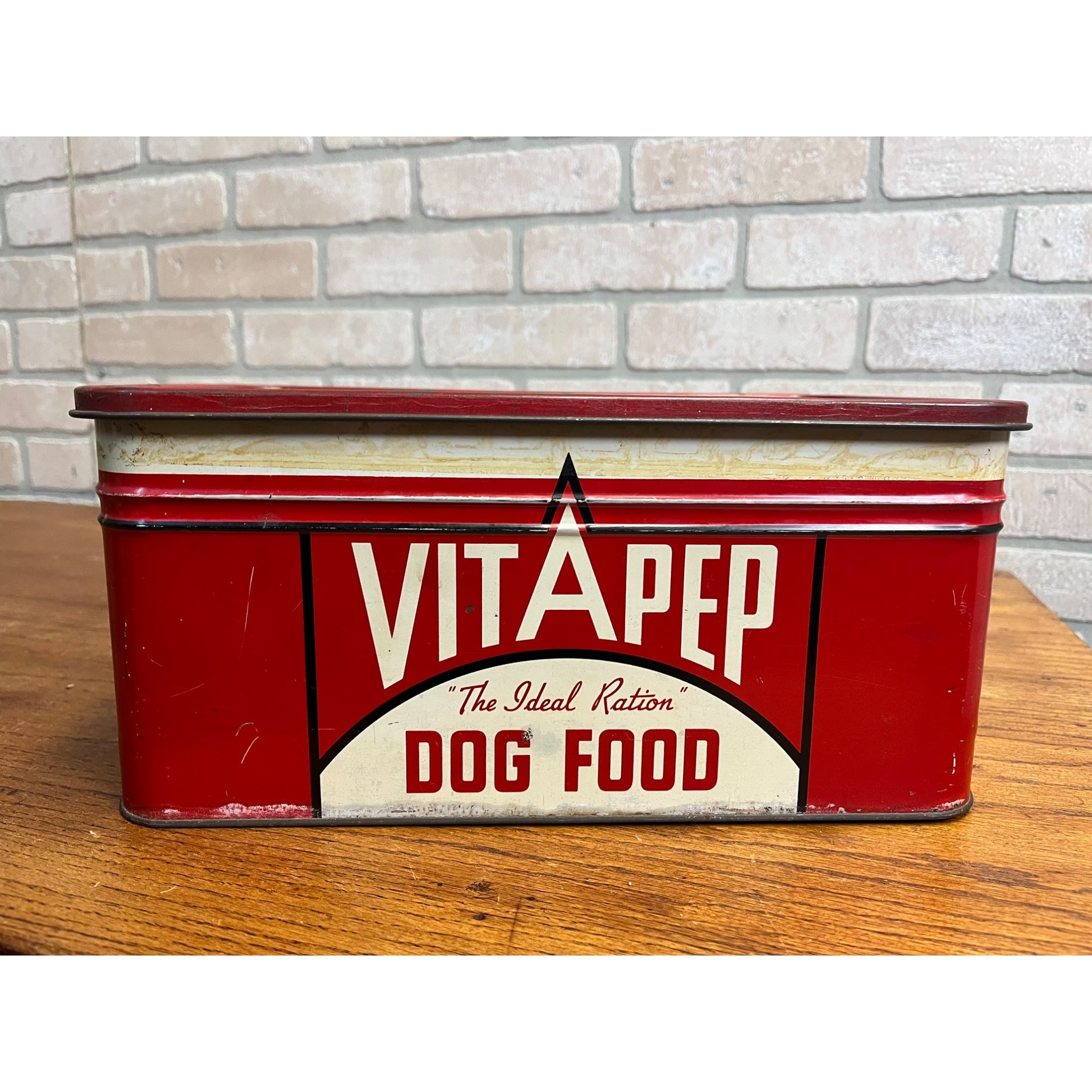 RARE Vintage 1940s Vitapep Dog Food Advertising Tin Container Hinged Scotties