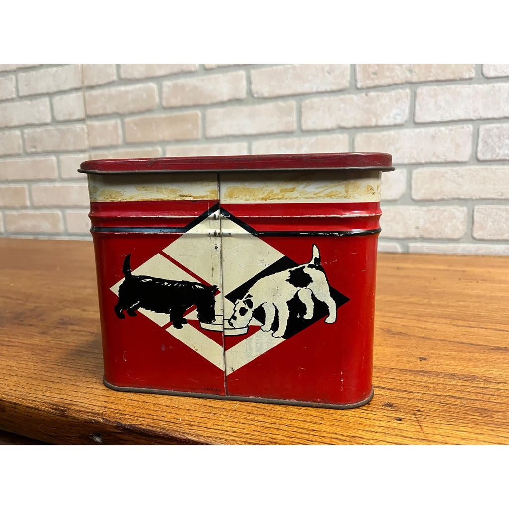 RARE Vintage 1940s Vitapep Dog Food Advertising Tin Container Hinged Scotties
