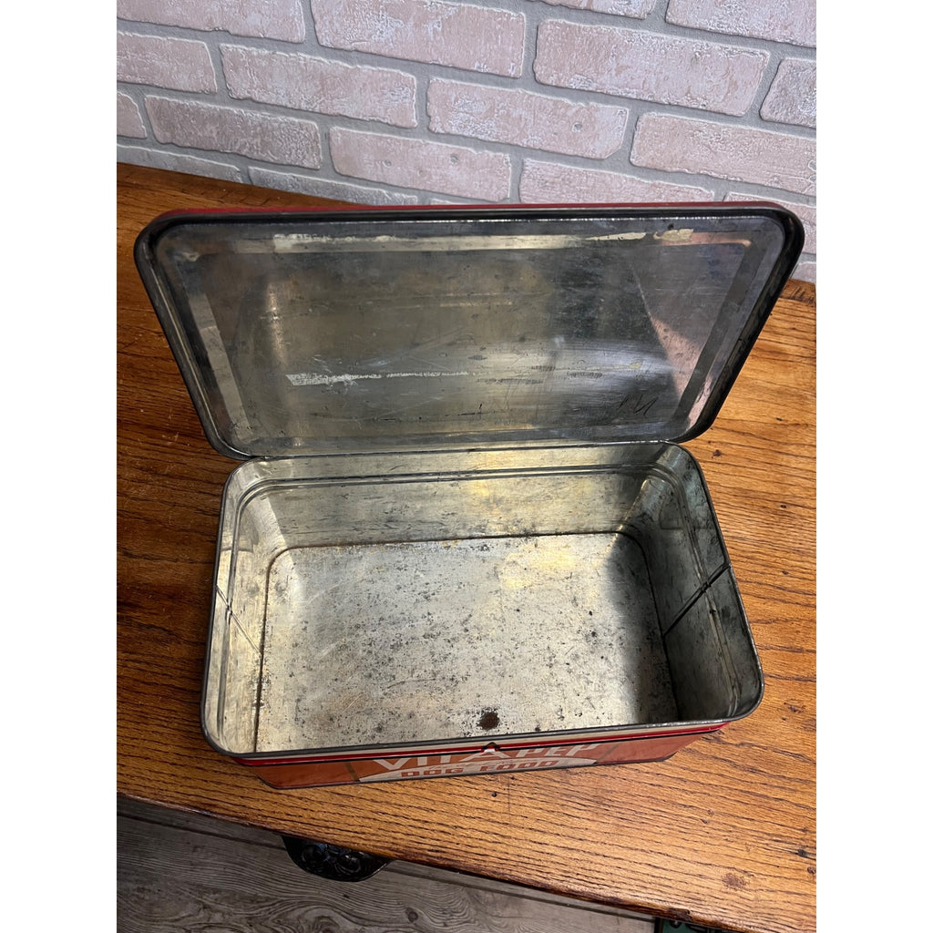 RARE Vintage 1940s Vitapep Dog Food Advertising Tin Container Hinged Scotties