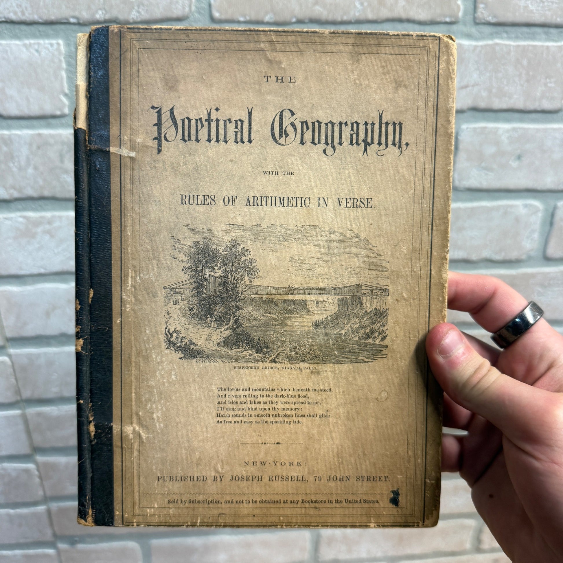 1861 Antique Poetical Geography Russell History Book United States