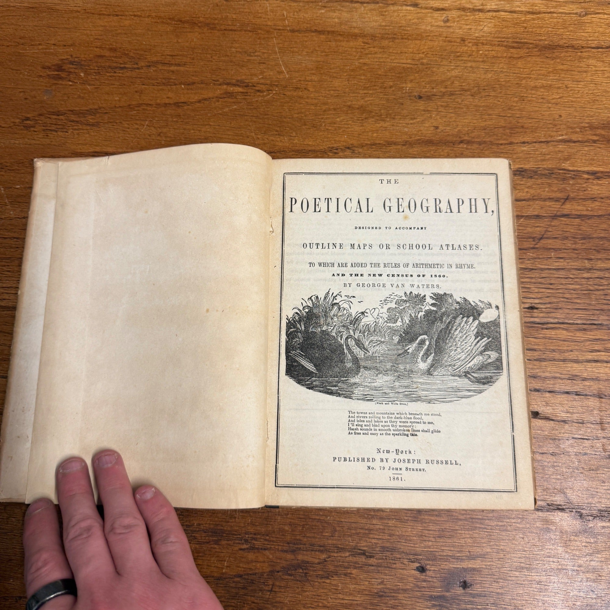 1861 Antique Poetical Geography Russell History Book United States