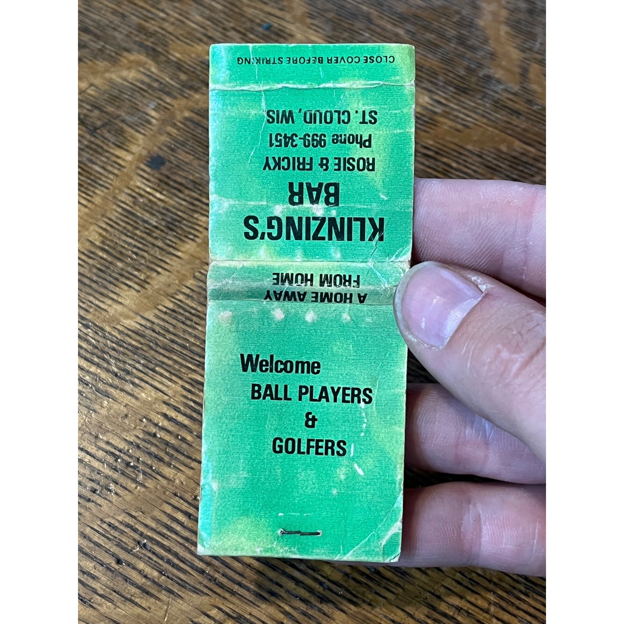Vintage Matchbook Advertising - Klinzing's Bar - St. Cloud, Wis.