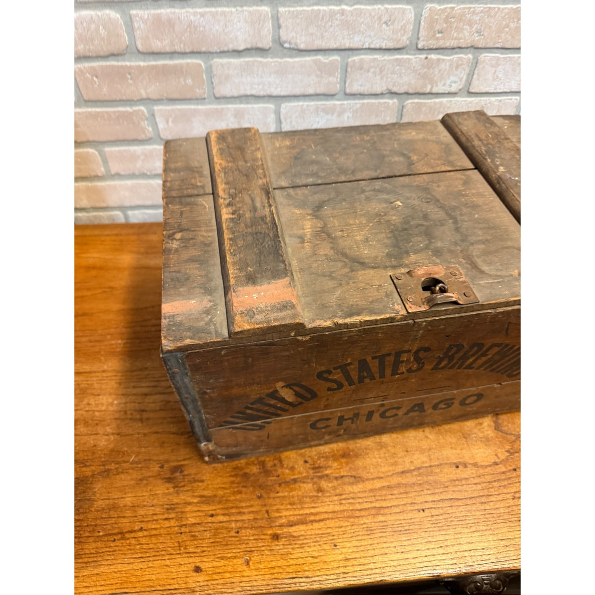 Vintage United States Brewing Co. Beer Chicago Wooden Bottle Crate Case Pre-Pro Lidded