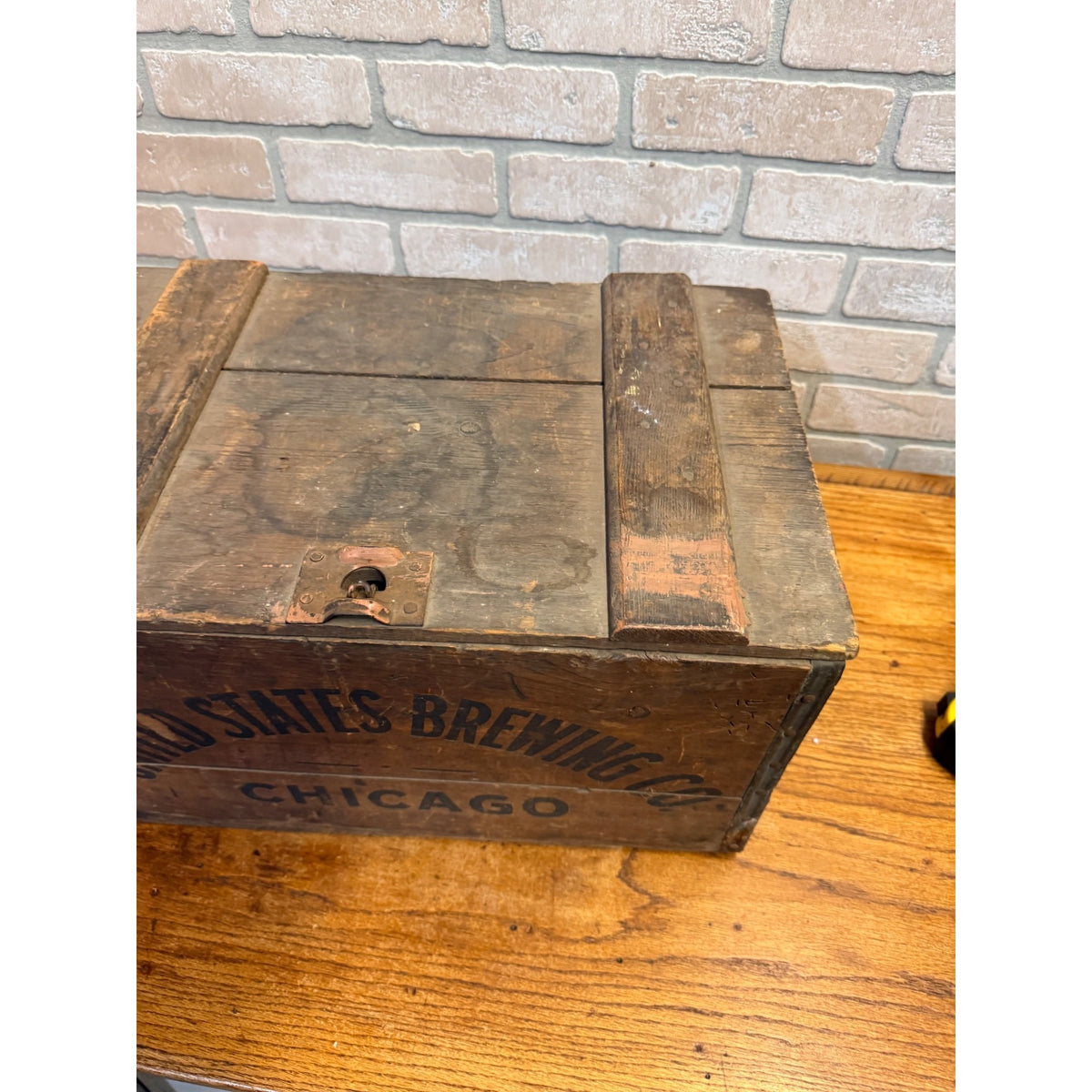 Vintage United States Brewing Co. Beer Chicago Wooden Bottle Crate Case Pre-Pro Lidded