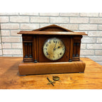 Vintage Gilbelt Mantel Clock Solid Oak w/ Chime - Mission Style