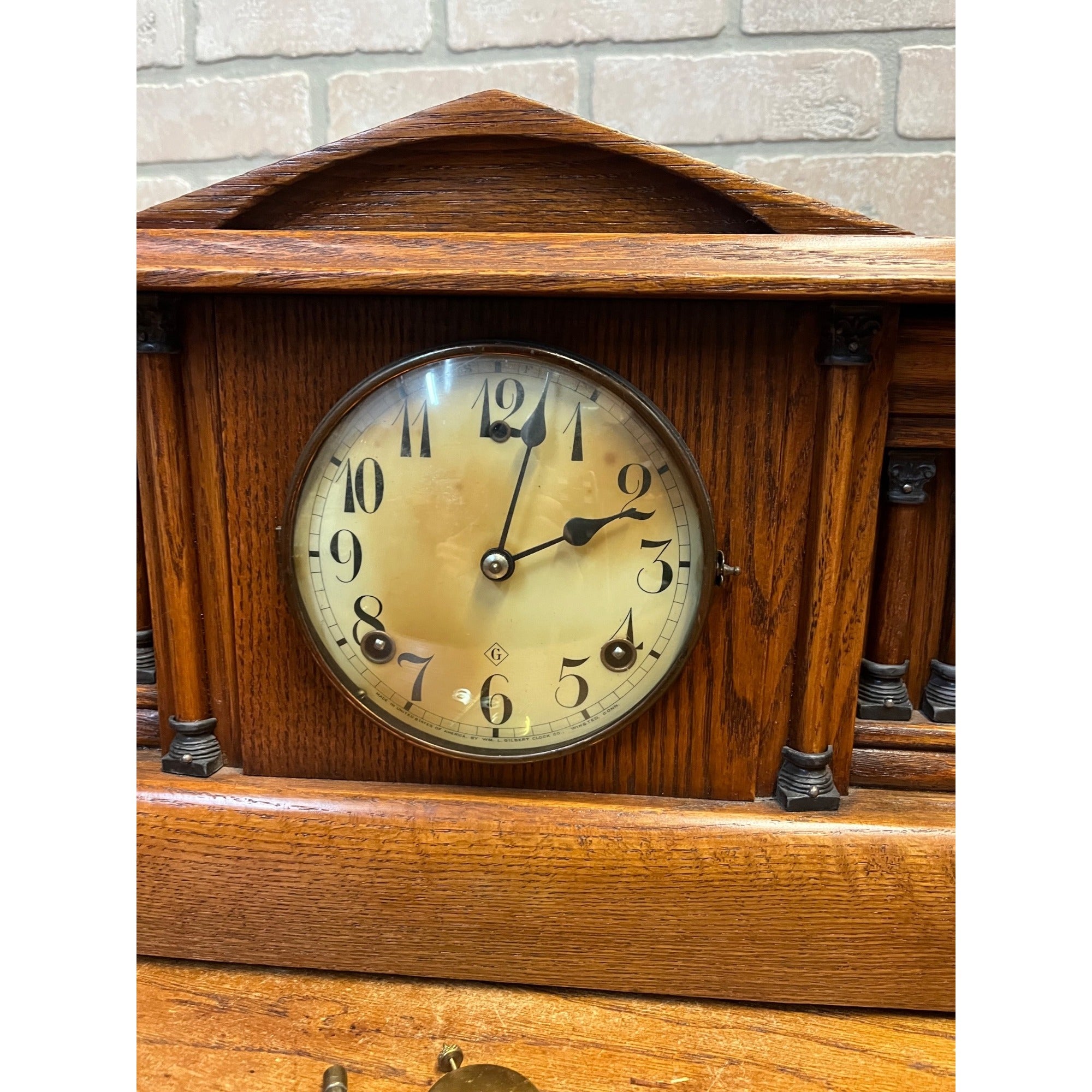 Vintage Gilbelt Mantel Clock Solid Oak w/ Chime - Mission Style