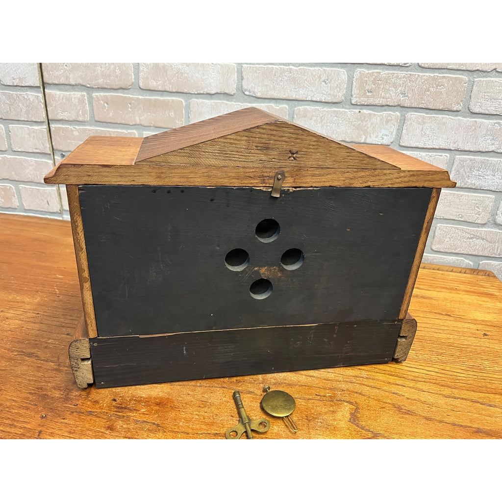 Vintage Gilbelt Mantel Clock Solid Oak w/ Chime - Mission Style