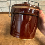 (2) Vintage Stoneware Cheese Crocks 40 oz 5" tall Brown Primitive