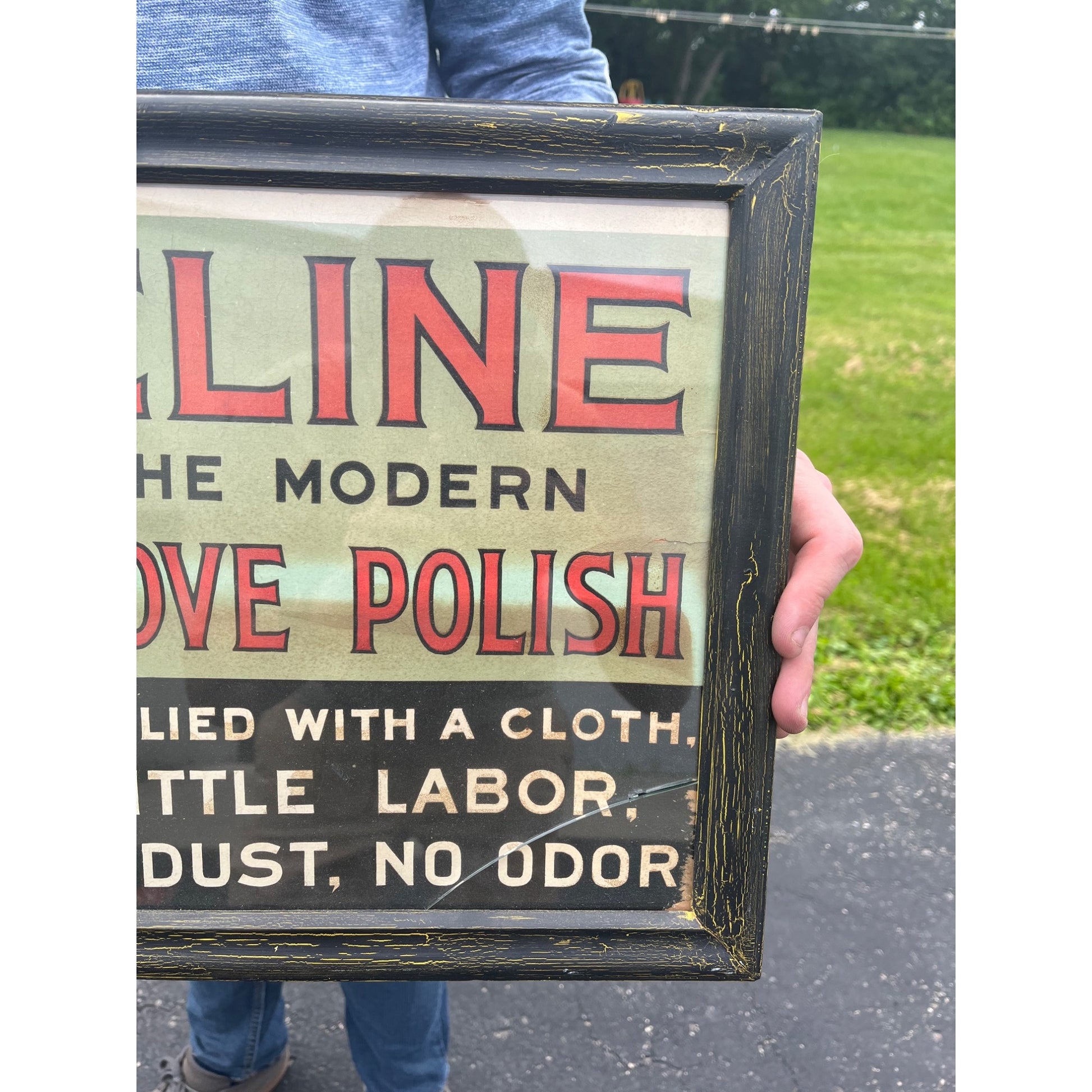 Vintage "Enameline" Stove Polish Advertising Poster Cardboard Sign