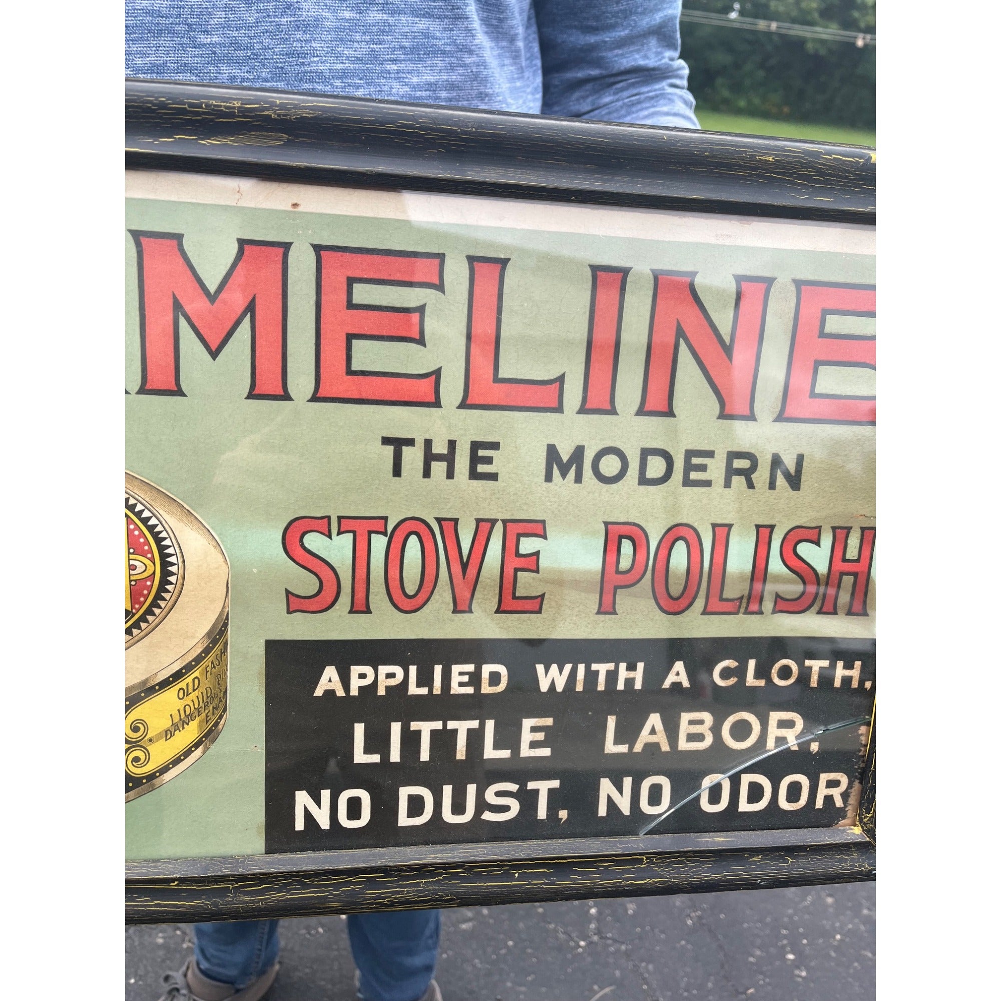 Vintage "Enameline" Stove Polish Advertising Poster Cardboard Sign