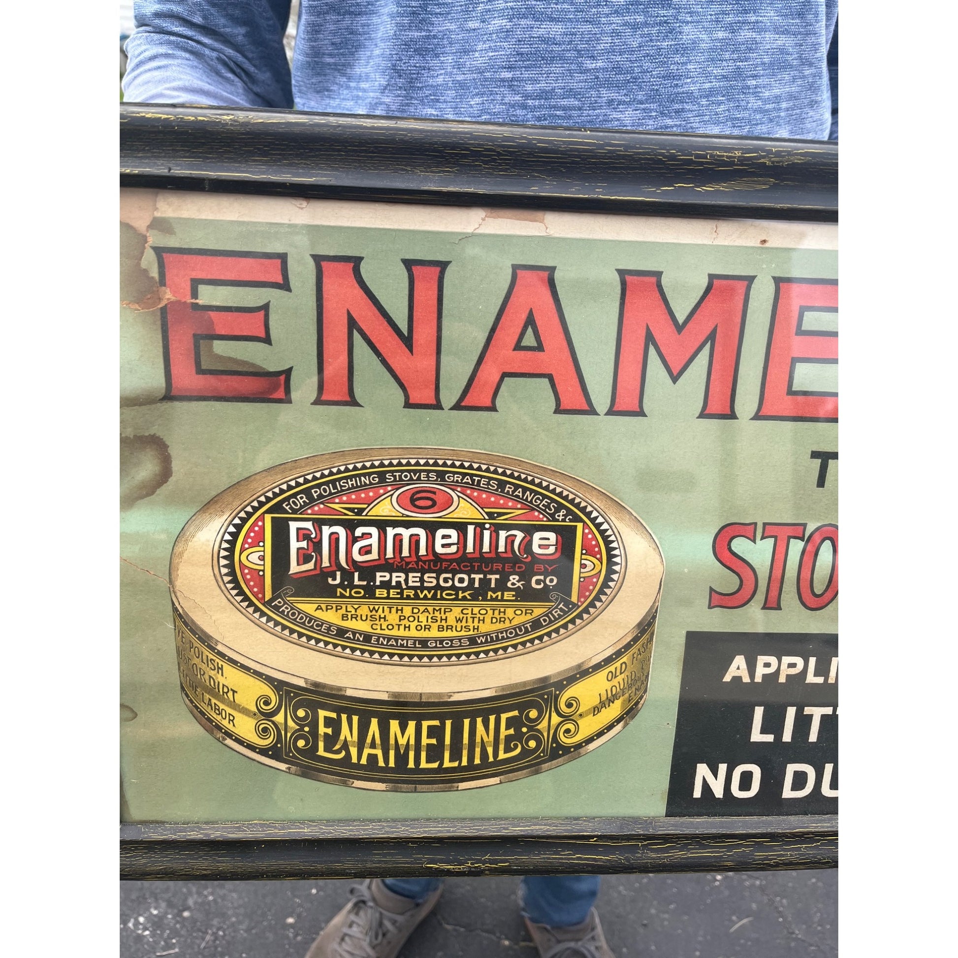 Vintage "Enameline" Stove Polish Advertising Poster Cardboard Sign