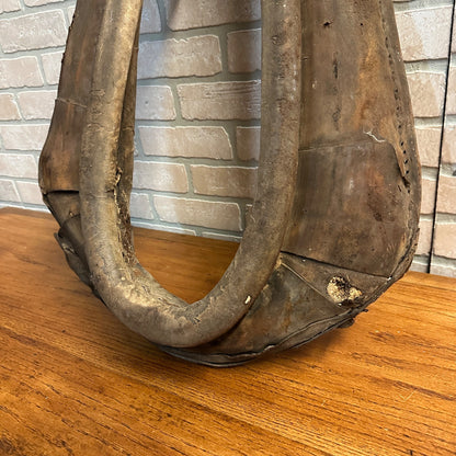 Early 1900s Antique Leather Horse Collar Vintage Farmhouse Straw-Stuffed