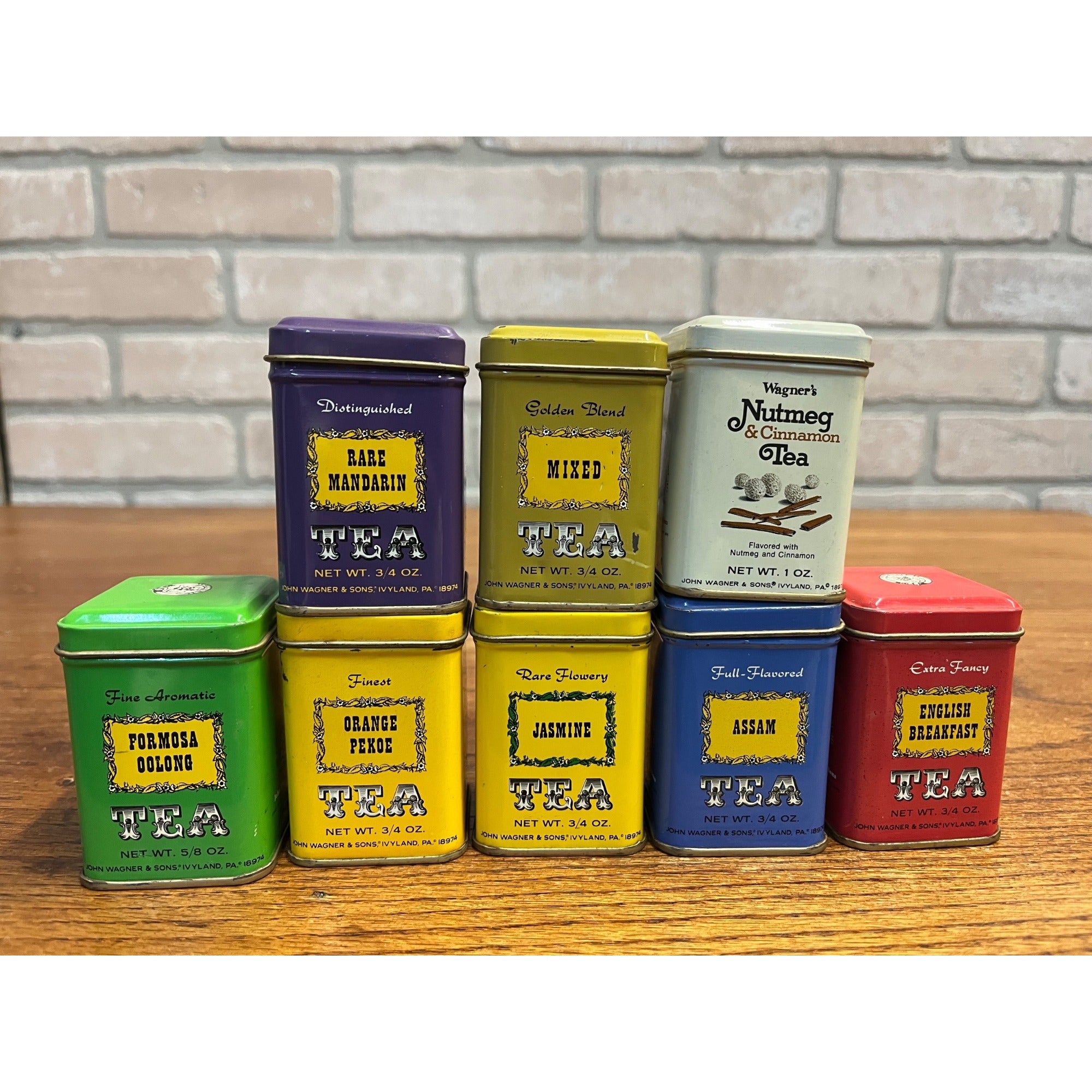 Vintage 1970s John Wagner & Sons Tea Tins Emtpy Lot Kitchen Decor