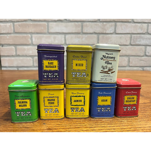 Vintage 1970s John Wagner & Sons Tea Tins Emtpy Lot Kitchen Decor