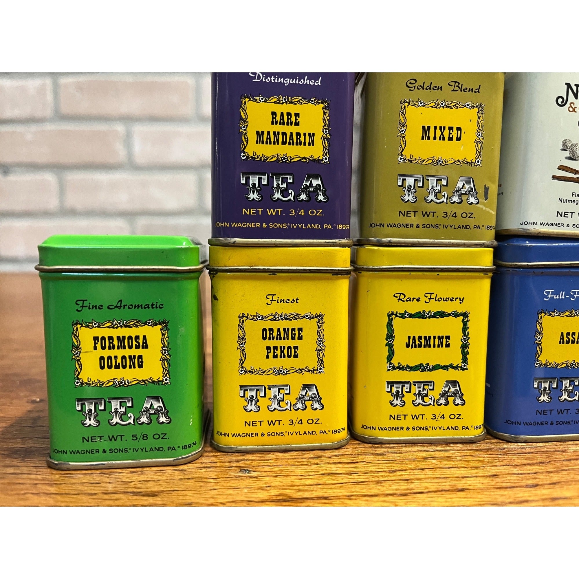 Vintage 1970s John Wagner & Sons Tea Tins Emtpy Lot Kitchen Decor