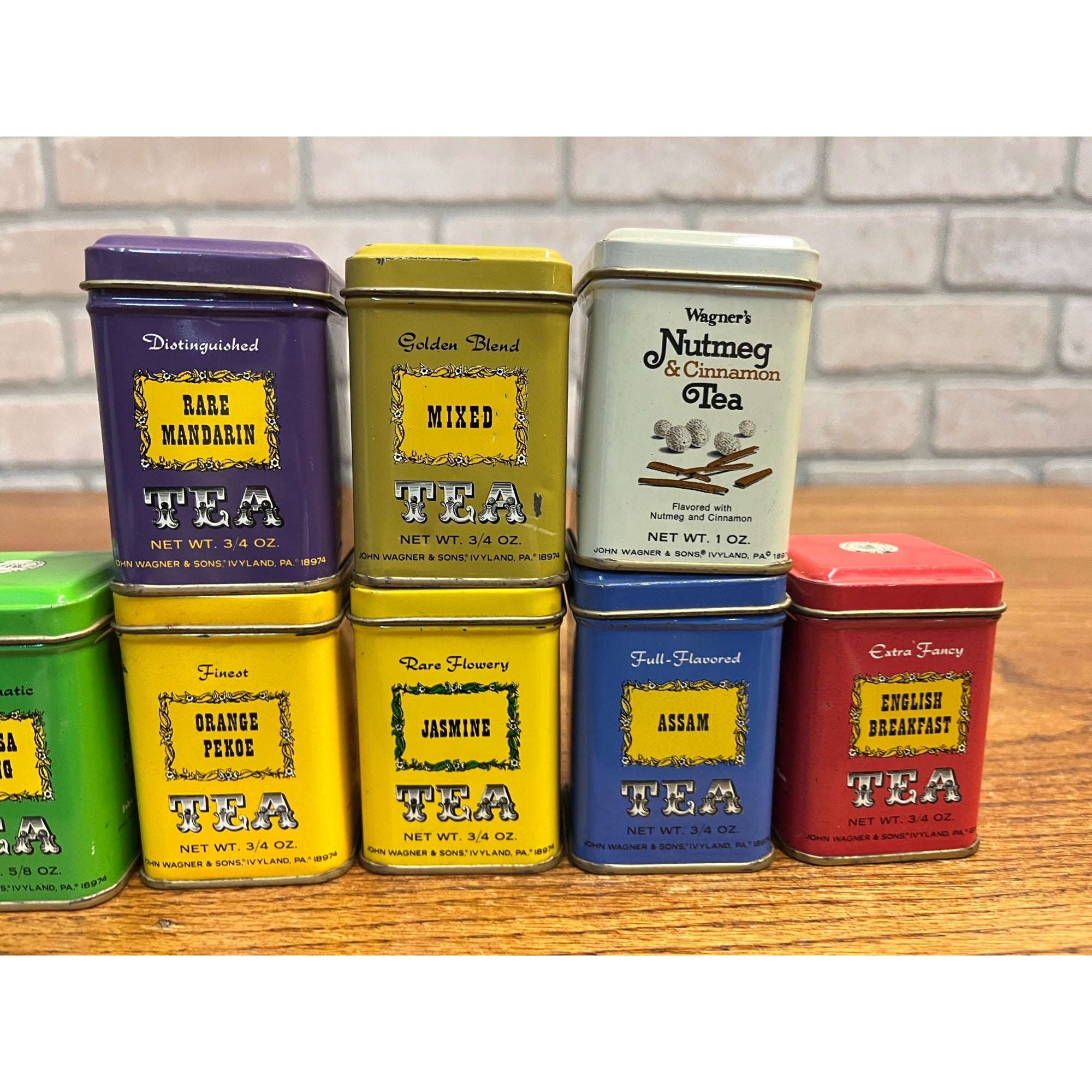 Vintage 1970s John Wagner & Sons Tea Tins Emtpy Lot Kitchen Decor