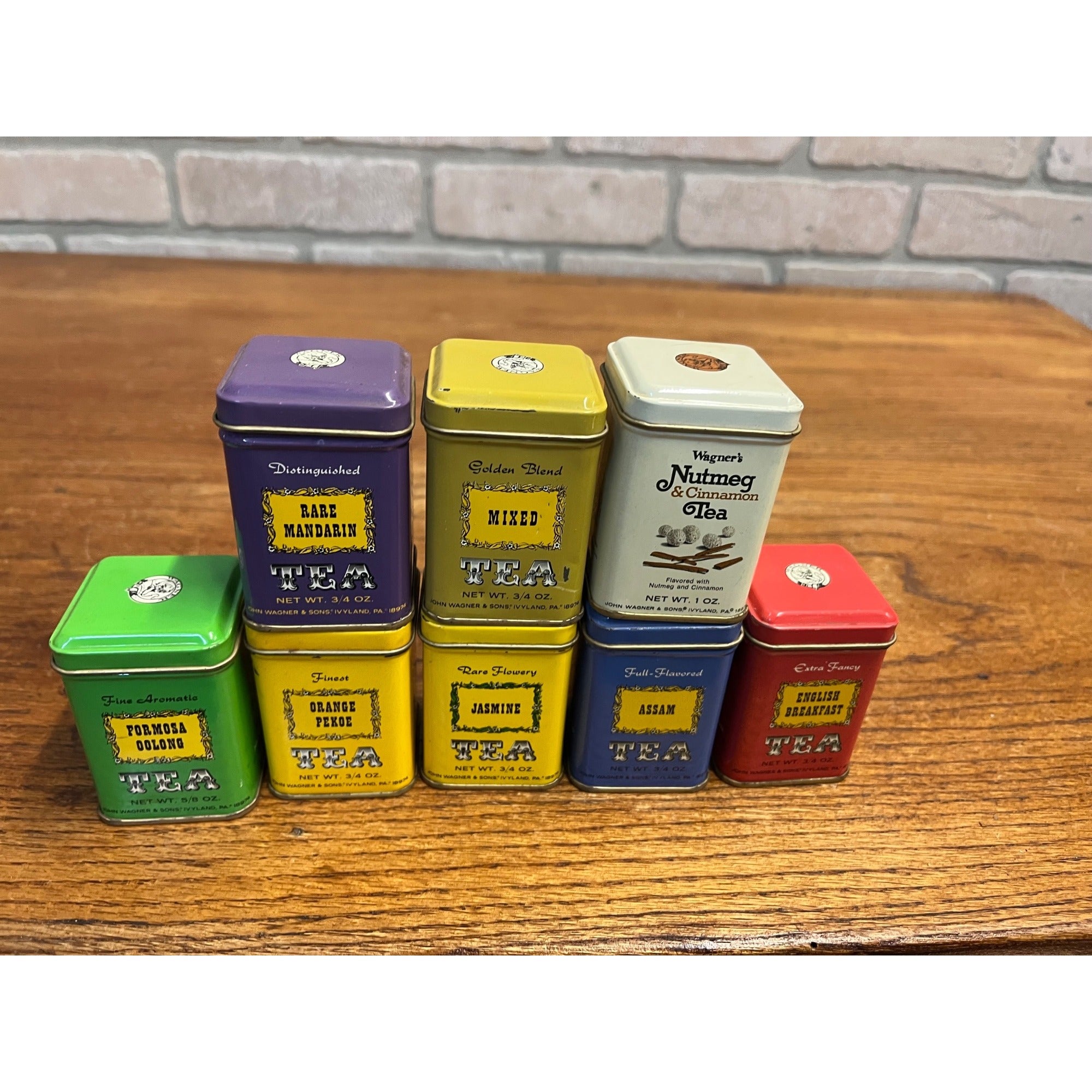 Vintage 1970s John Wagner & Sons Tea Tins Emtpy Lot Kitchen Decor