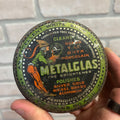 Antique Metalglas Glass Tile Gold Polish Cleaner Tin Litho Can Belvidere IL
