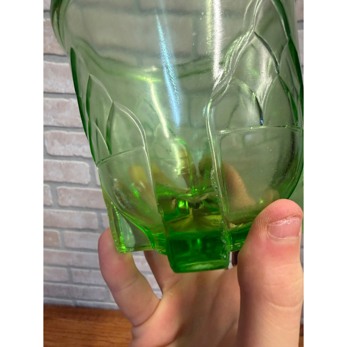 Vintage Hazel Atlas Uranium Rare Green Glass Vaseline Artichoke Measuring Cup