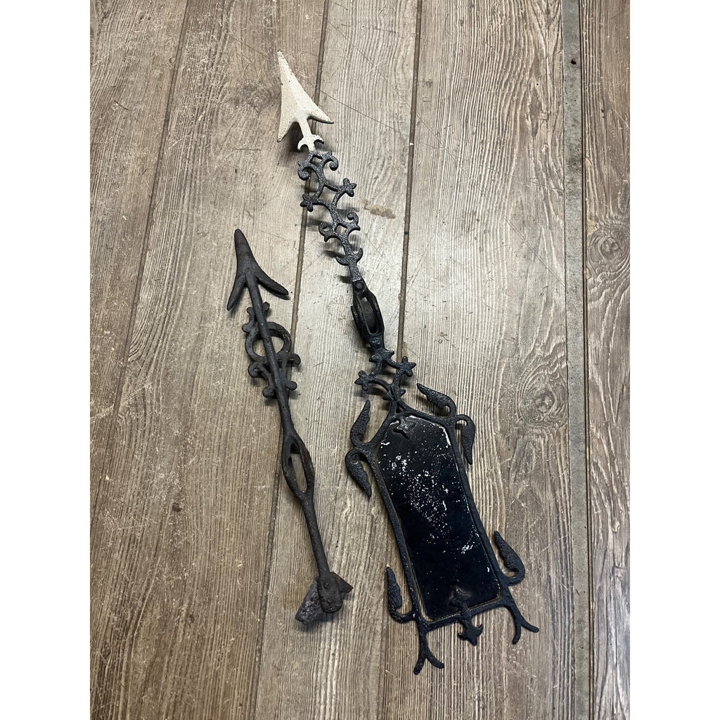 Vintage Antique Wrought Iron Weathervane Weather Vane Arrow Lot 2 Lightning Rod