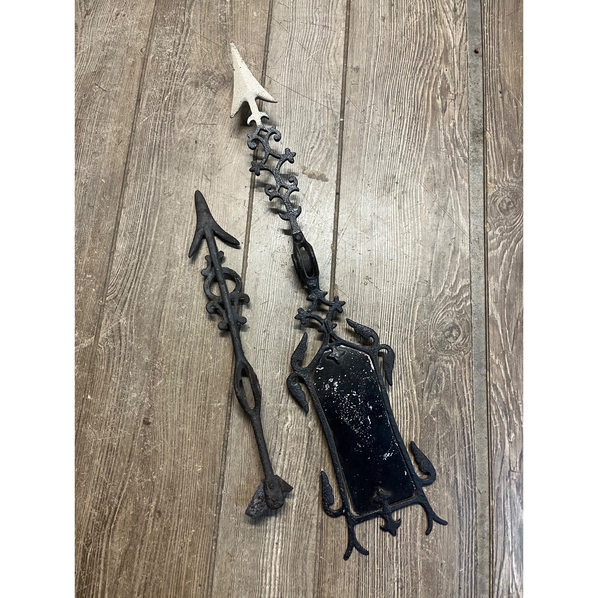 Vintage Antique Wrought Iron Weathervane Weather Vane Arrow Lot 2 Lightning Rod