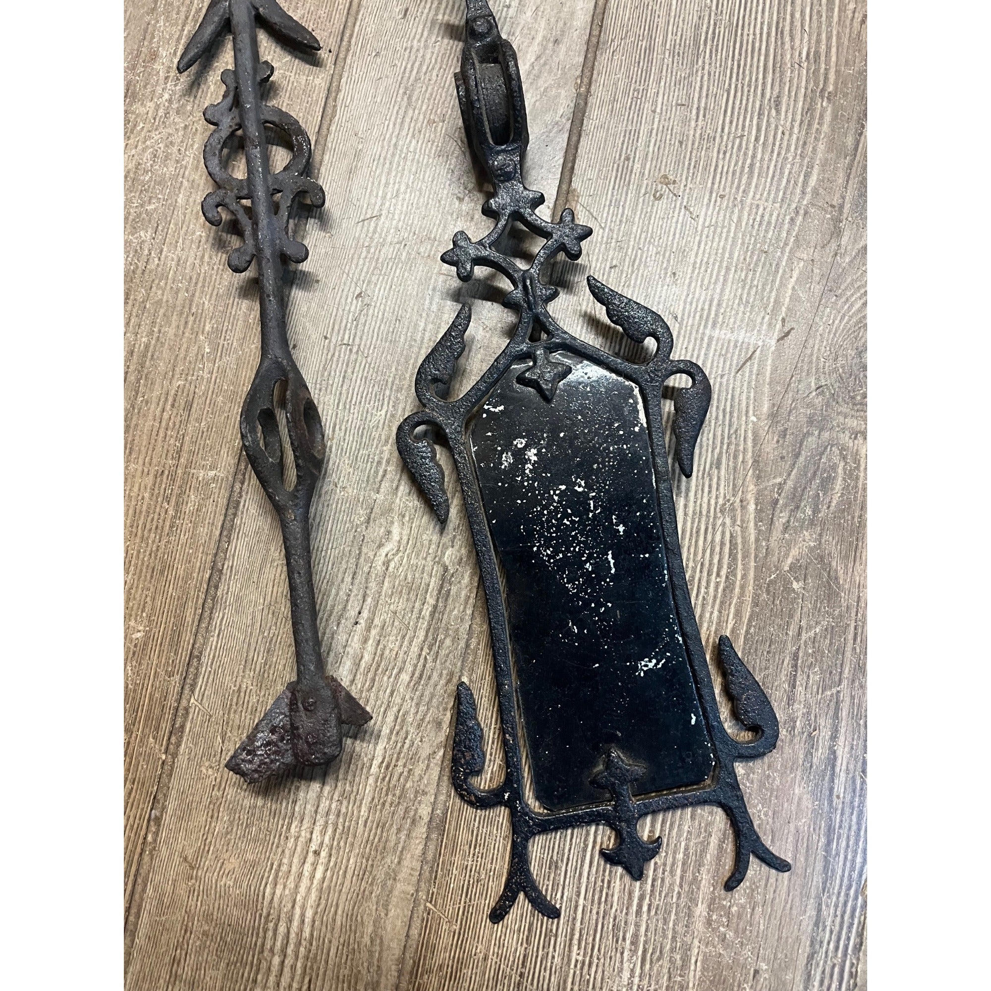Vintage Antique Wrought Iron Weathervane Weather Vane Arrow Lot 2 Lightning Rod