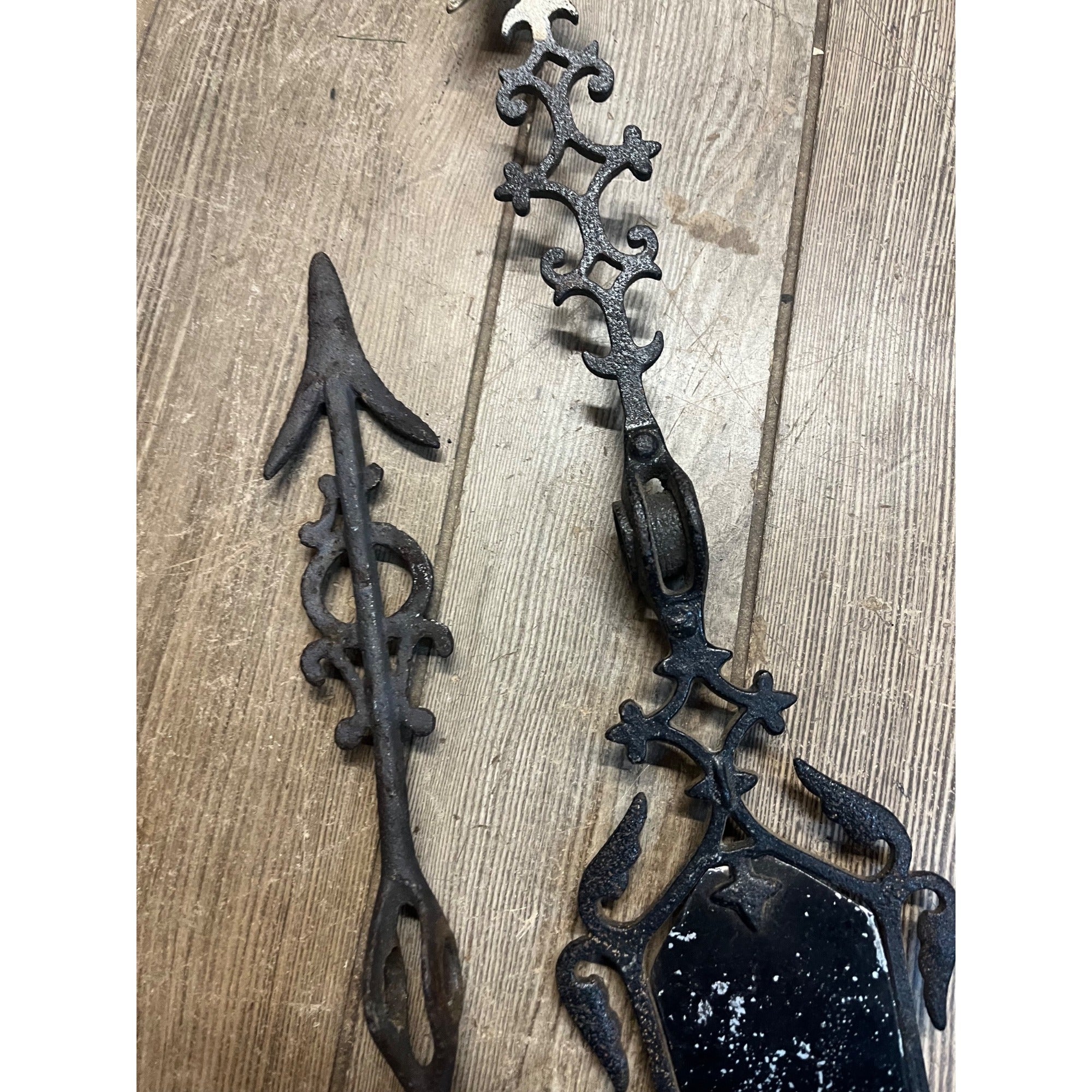 Vintage Antique Wrought Iron Weathervane Weather Vane Arrow Lot 2 Lightning Rod