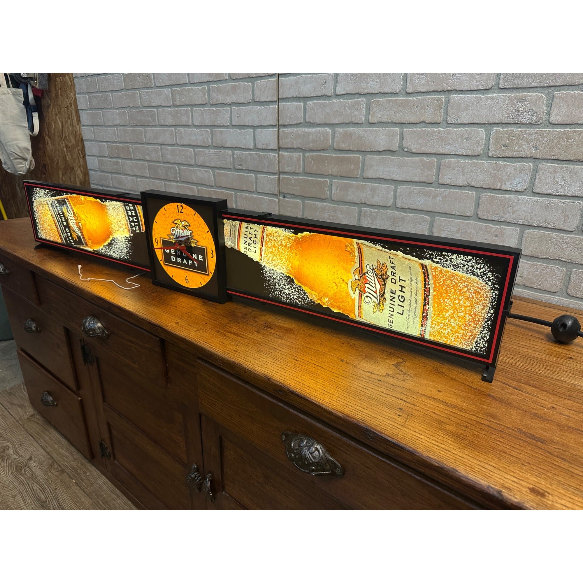 Vintage Miller Genuine Draft MGD Lighted 50" Clock Sign - Works!