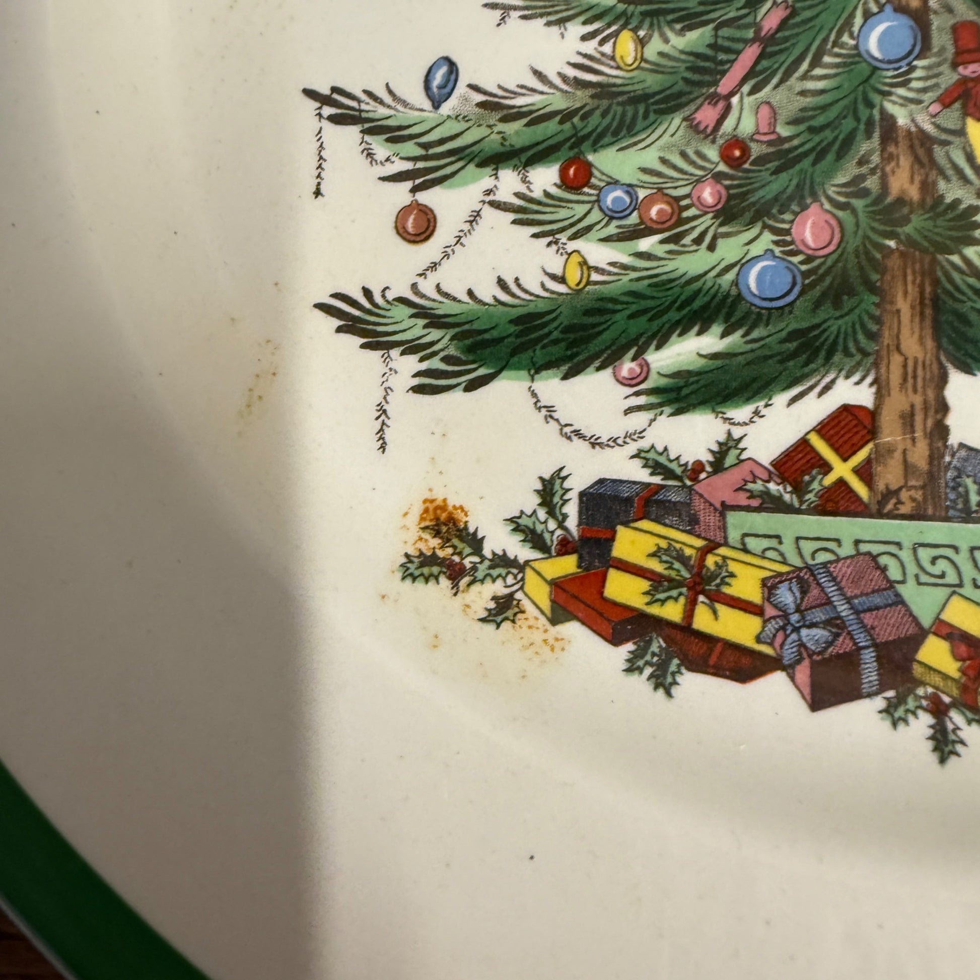 Vintage SPODE Christmas Tree S3324 England Set of (4) Dinner Plates 10.5"