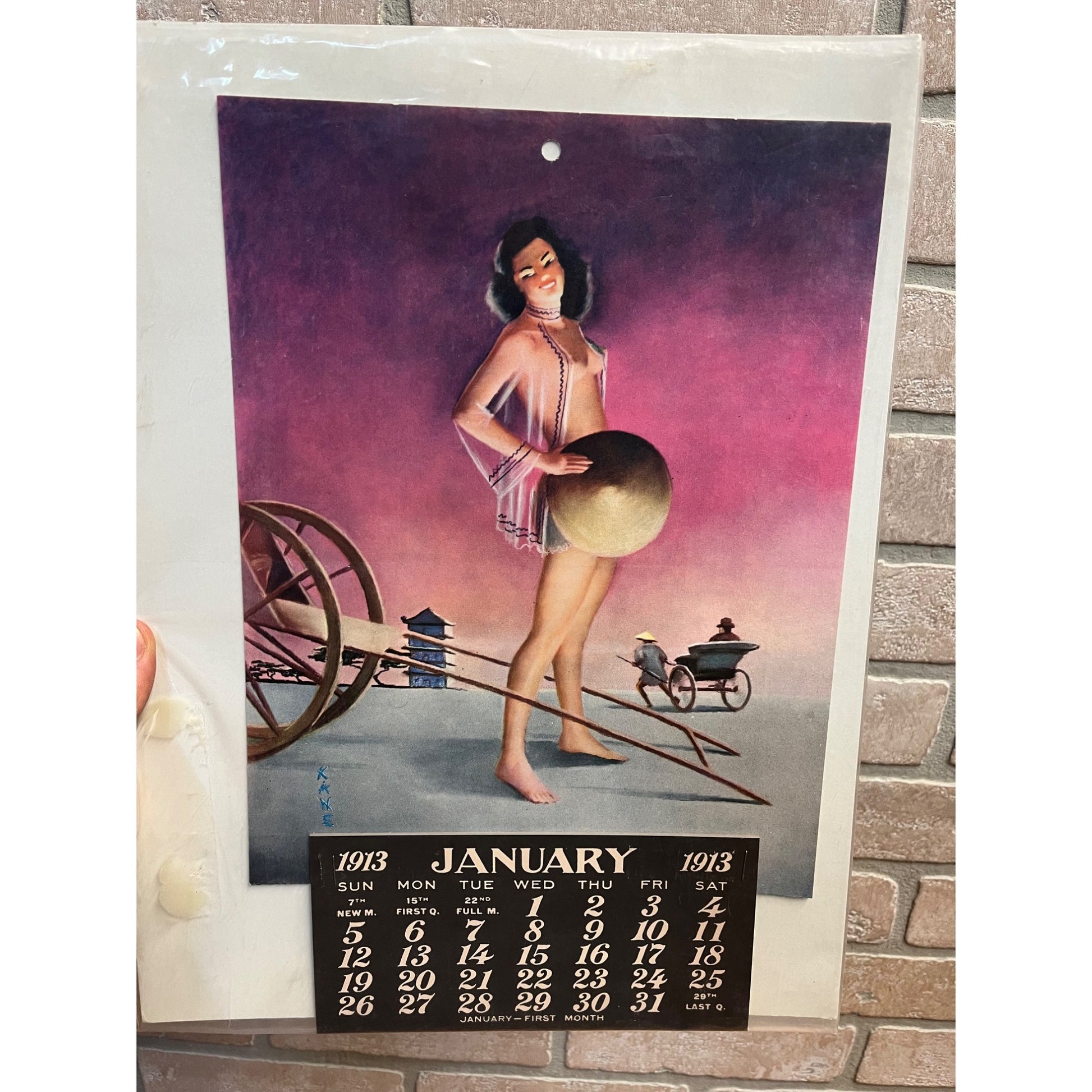 Vintage 1913 Advertising Calendar Pinup Girlie Chinese Artist Kane