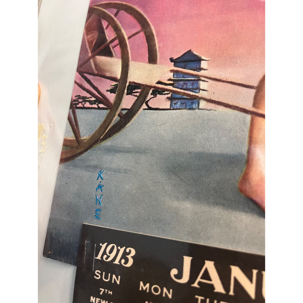 Vintage 1913 Advertising Calendar Pinup Girlie Chinese Artist Kane