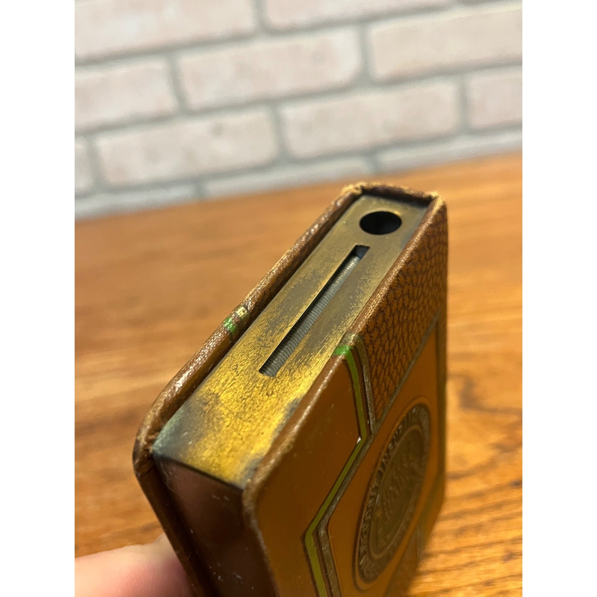 Vintage Miniature Book Savings Bank Citizens State Bank Shawano Wisconsin No Key Leather-Wrapped