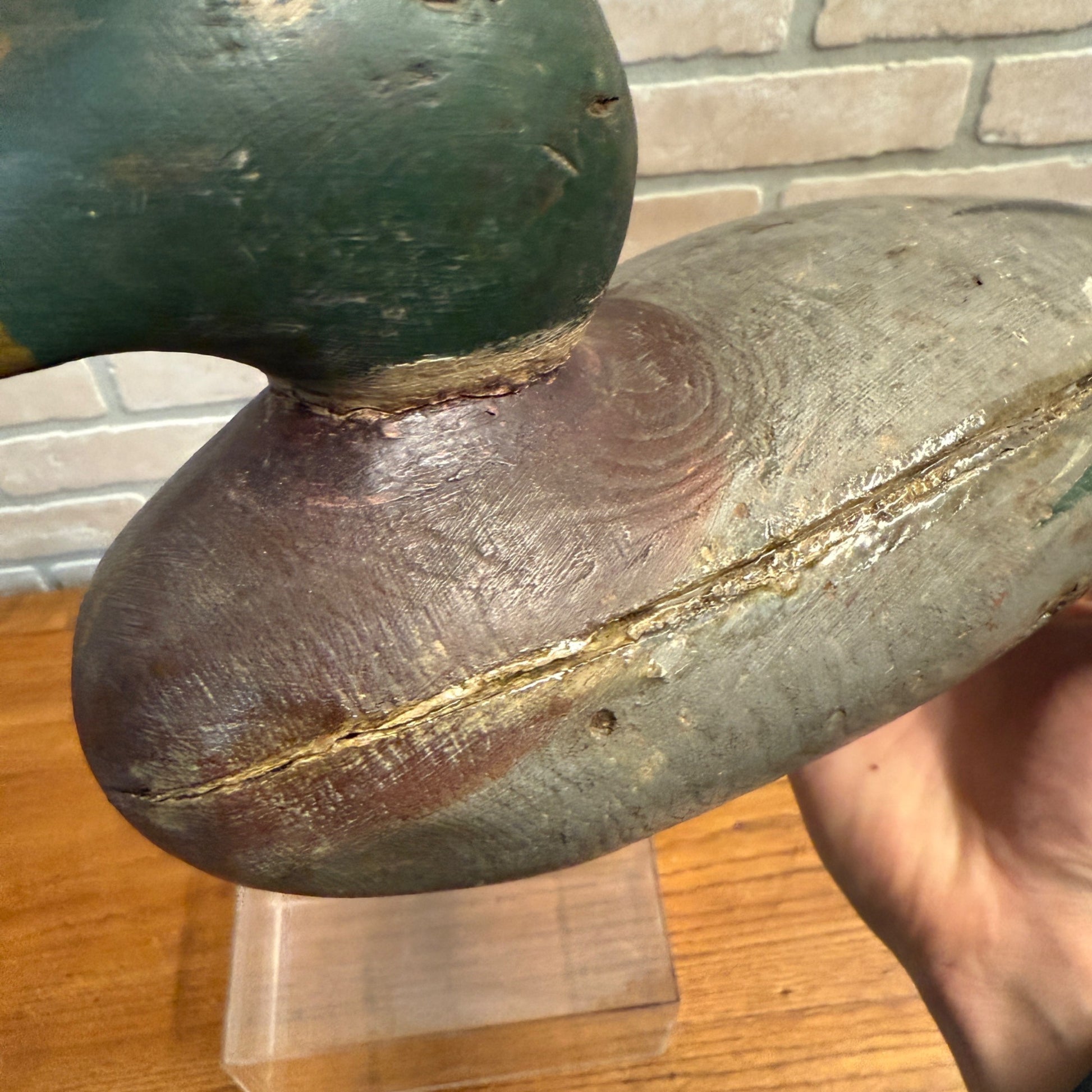Vintage Mason Mallard Wood Duck Decoy Wooden Repaired