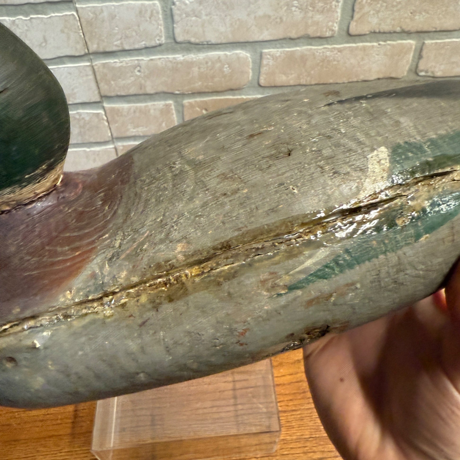 Vintage Mason Mallard Wood Duck Decoy Wooden Repaired