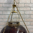 Vintage Mid Century Electric Cranberry Hanging Oil Parlor Lamp Dimpled