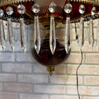 Vintage Mid Century Electric Cranberry Hanging Oil Parlor Lamp Dimpled