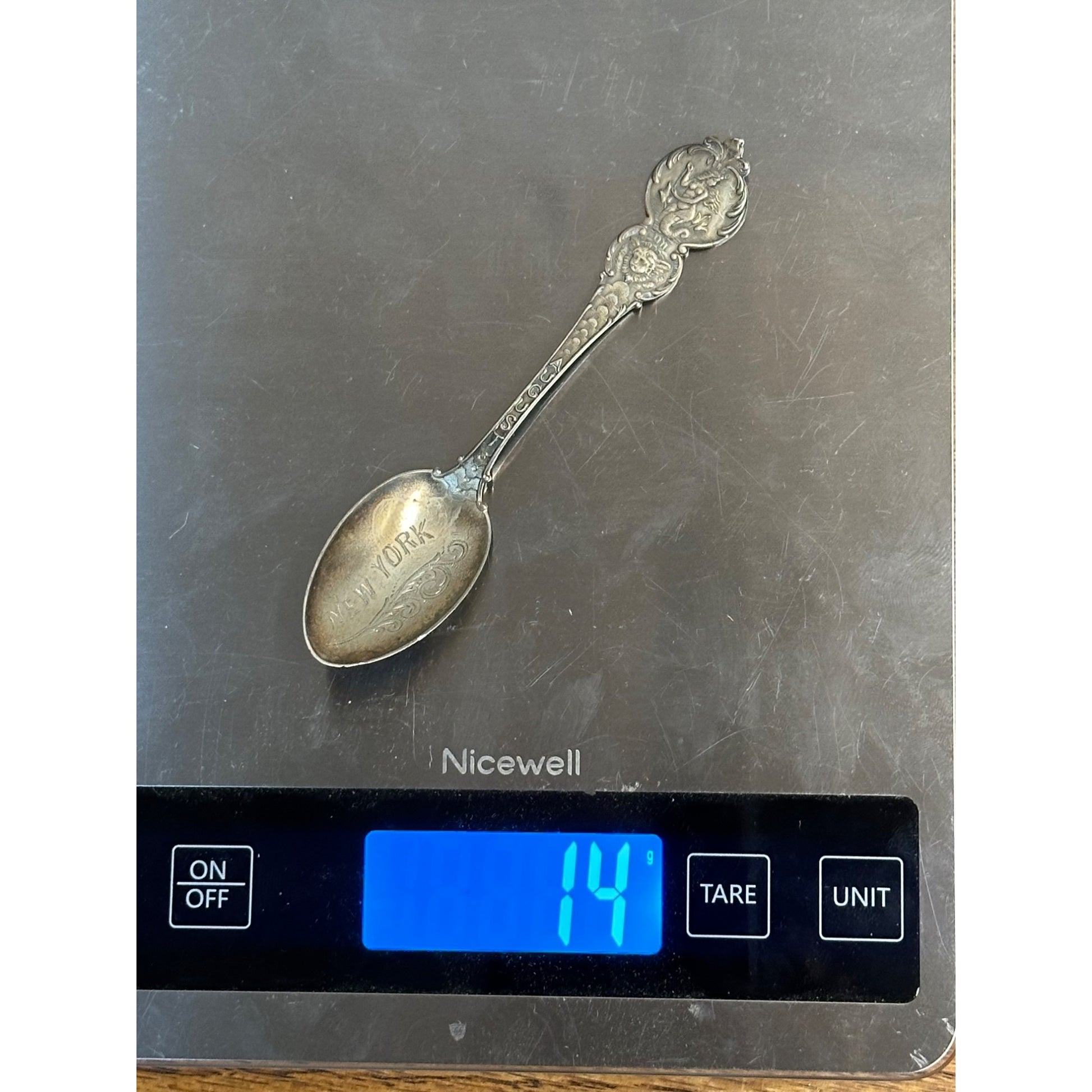Vintage Sterling Silver August Zodiac Sign Souvenir Spoon New York - 14 grams