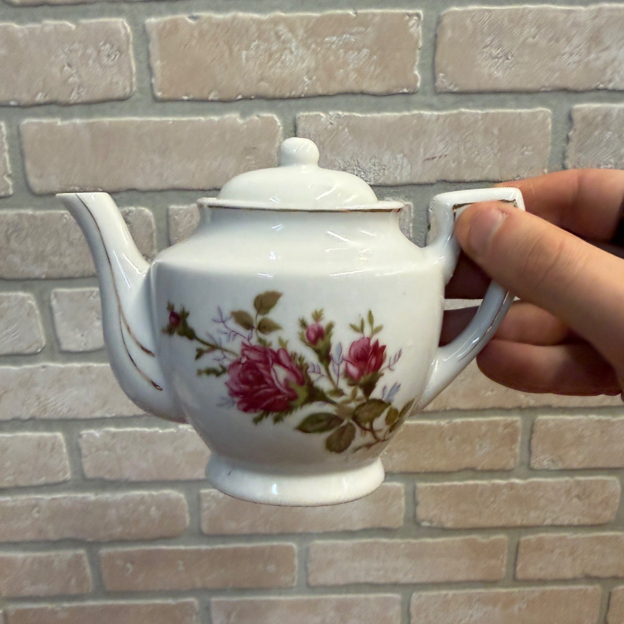 Vintage 1950s 24pc Child’s Miniature Moss Rose Tea & Dinner Set Japan W/ Box