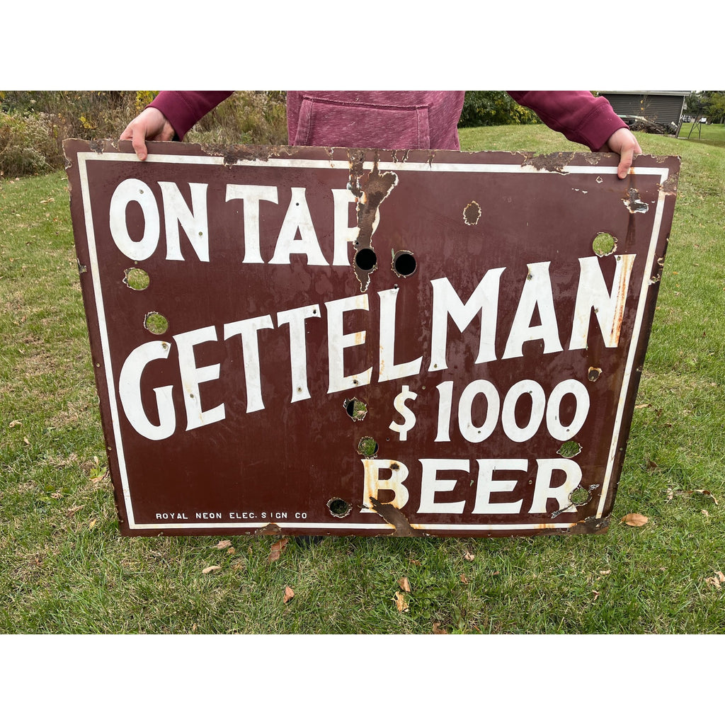 SCARCE Gettelman $1000 Porcelain Beer Sign Milwaukee WI 4ft x 3ft