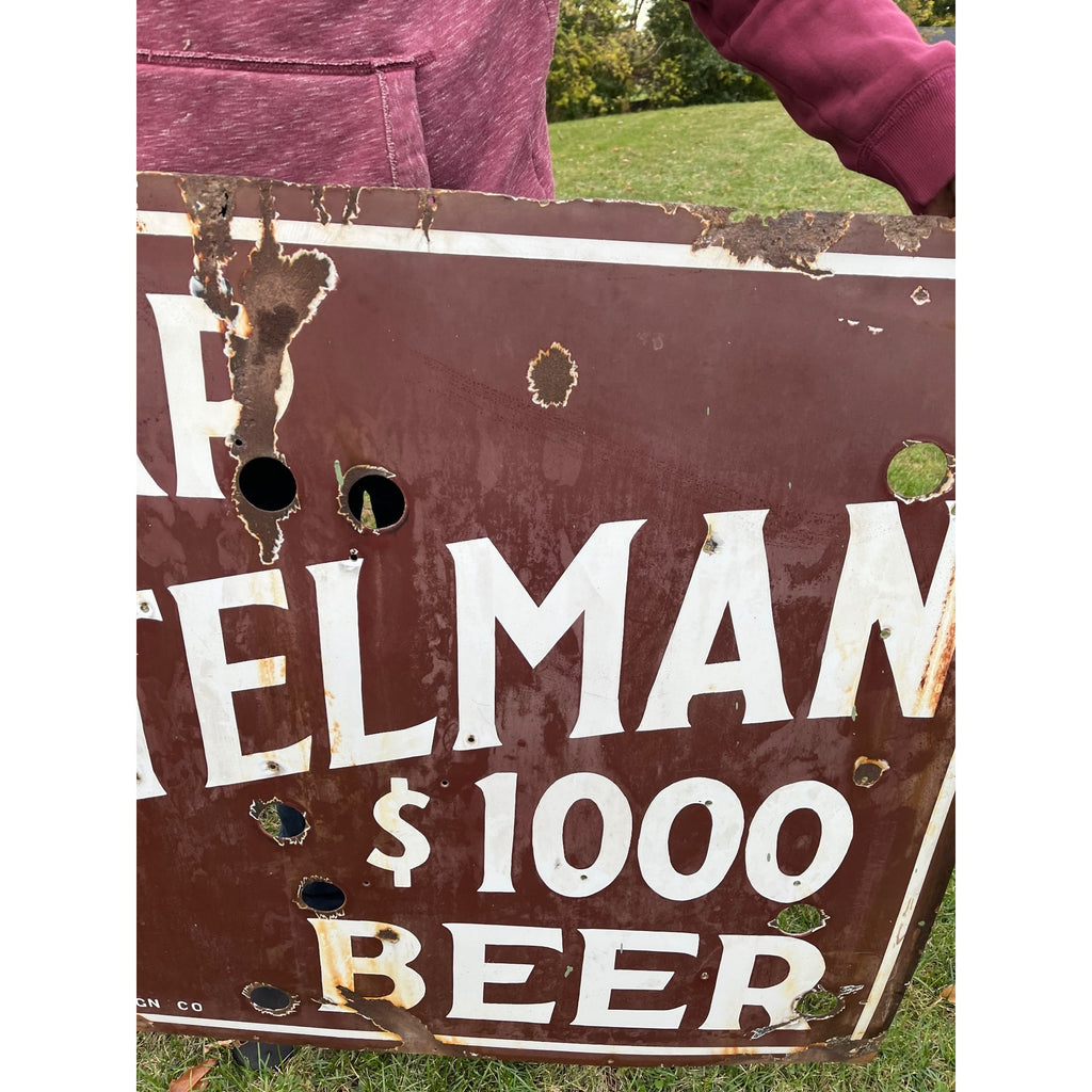 SCARCE Gettelman $1000 Porcelain Beer Sign Milwaukee WI 4ft x 3ft