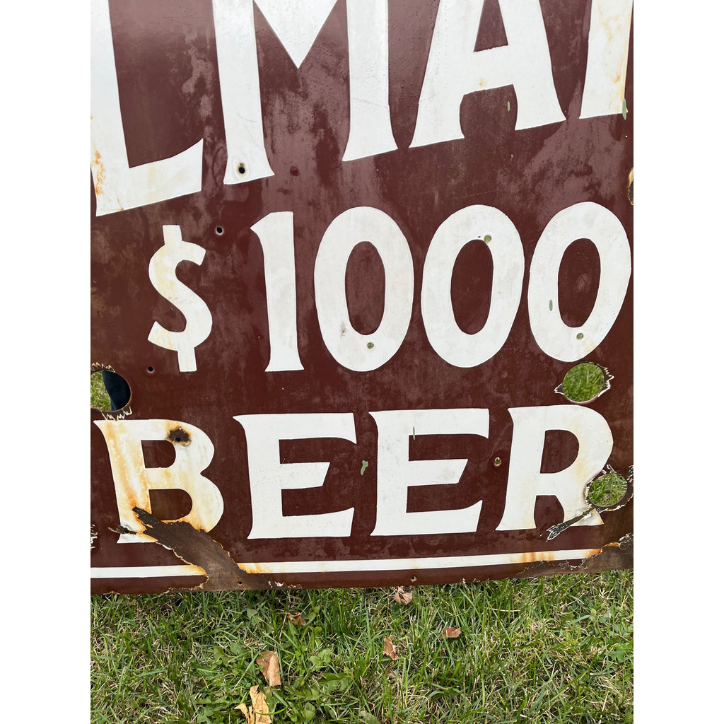 SCARCE Gettelman $1000 Porcelain Beer Sign Milwaukee WI 4ft x 3ft