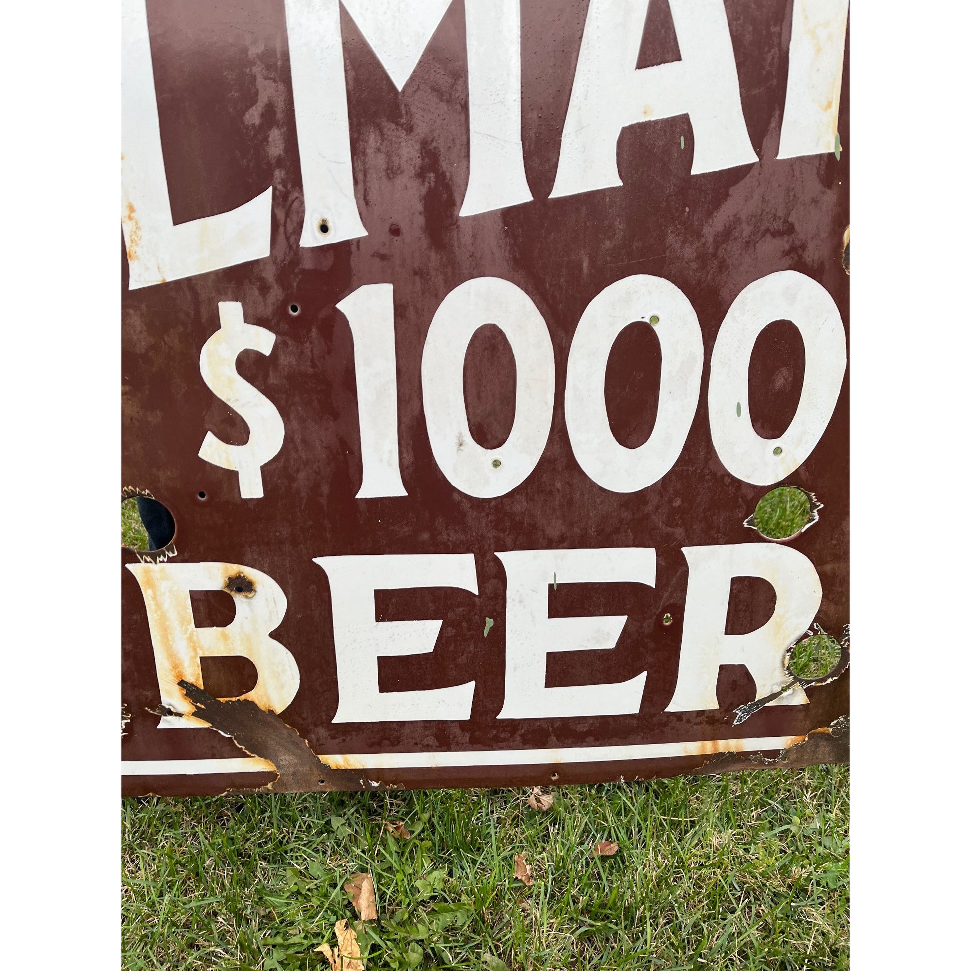 SCARCE Gettelman $1000 Porcelain Beer Sign Milwaukee WI 4ft x 3ft