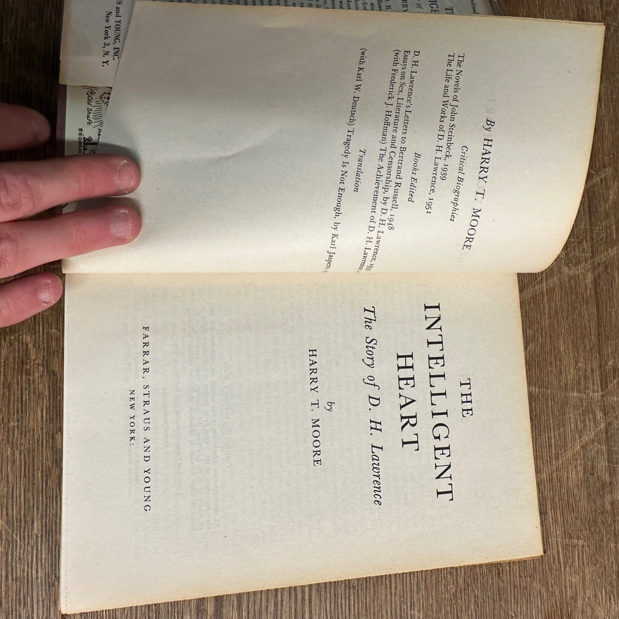 The Intelligent Heart (D.H. Lawrence) 1954 1st Edition Hardcover Dust Jacket - VG