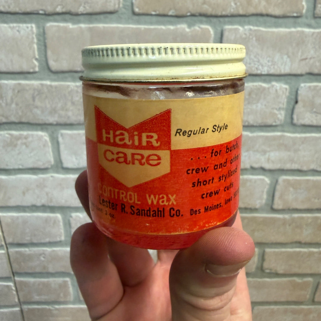 Vtg 1950s Lester R. Sandahl Hair Care Control Wax BARBER / BEAUTY Rockabilly