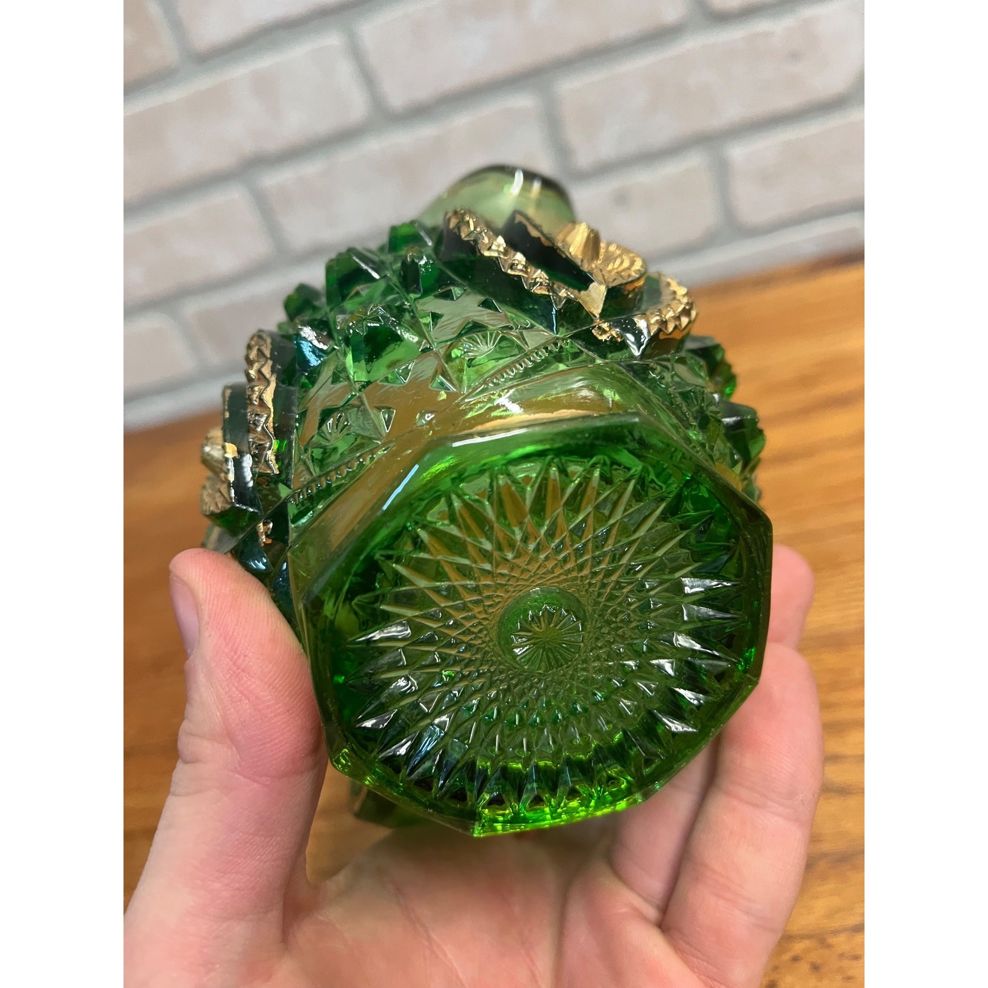 Antique EAPG Northwoods Emerald Green Butter Dish Sugar Bowl Condiment Bowl SET