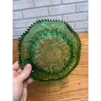 Antique EAPG Northwoods Emerald Green Butter Dish Sugar Bowl Condiment Bowl SET