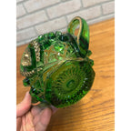 Antique EAPG Northwoods Emerald Green Butter Dish Sugar Bowl Condiment Bowl SET